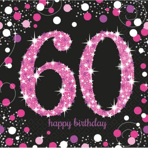 Geburtstag Pink Happy Birthday 60 Servietten 16er-Pack, 33x33 cm