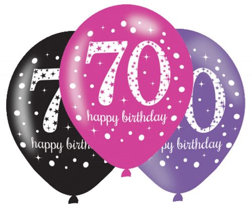 Happy Birthday 70 Pink Luftballon (6 Stücke)