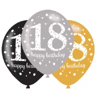   Geburtstag Gold Happy Birthday 18 Ballon, 6 Stk., 11 Zoll (27,5 cm)