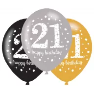   Geburtstag Gold Happy Birthday 21 Ballon, 6-teiliges Set 11 Zoll (27,5 cm)