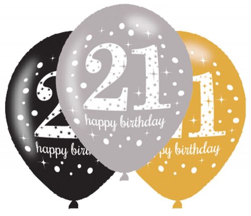 Happy Birthday 21 Gold Ballon, Luftballon 6 Stück 11 Zoll (27,5 cm)
