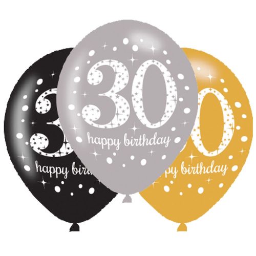 Happy Birthday 30 Gold Ballon, Luftballon 6 Stück 11 Zoll (27,5 cm)