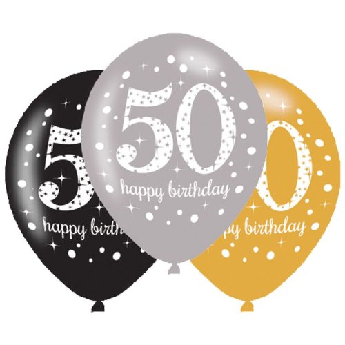 Happy Birthday 50 FolienLuftballon (6 Stücke)