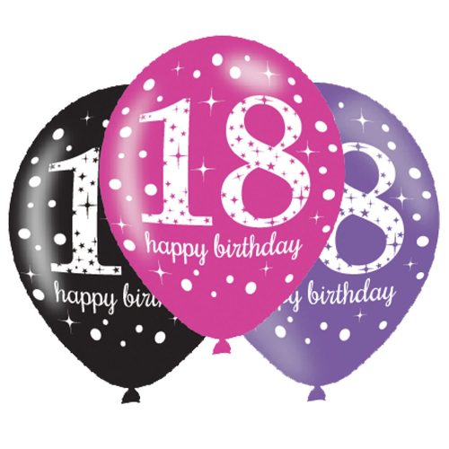 Happy Birthday 18 Pink FolienLuftballon (6 Stücke)