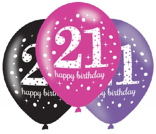 Happy Birthday 21 Pink Luftballon (6 Stücke)