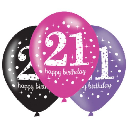 Happy Birthday 21 Pink Luftballon (6 Stücke)