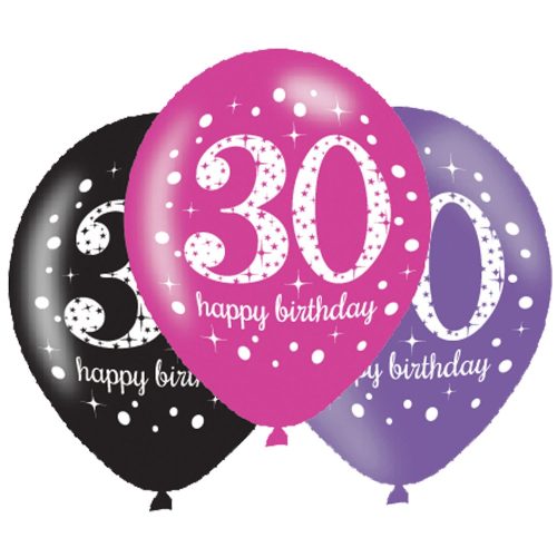 Happy Birthday 30 Pink FolienLuftballon (6 Stücke)