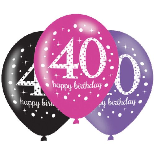 Happy Birthday 40 Pink FolienLuftballon (6 Stücke)