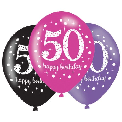 Happy Birthday 50 Pink FolienLuftballon (6 Stücke)