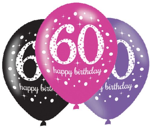 Happy Birthday 60 Pink Luftballon (6 Stücke)