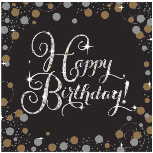 Geburtstag Gold Happy Birthday Servietten 16 Stk 33x33 cm