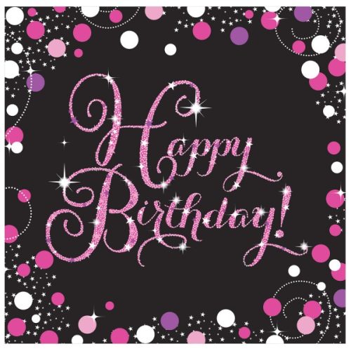 Happy Birthday Pink Serviette 16 Stück 33x33 cm