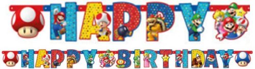 Super Mario Mushroom World Happy Birthday Schrift 190 cm