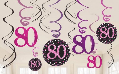 80. Geburtstag Streifen Dekoration (12 Stücke)