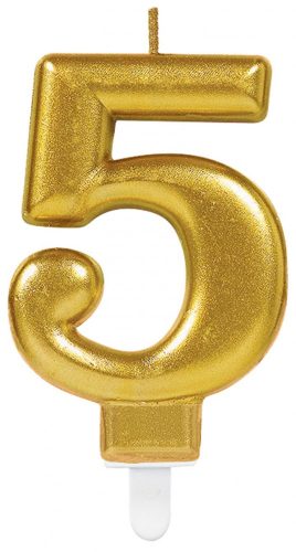 Nummerkerze 5, Gold Tortekerze