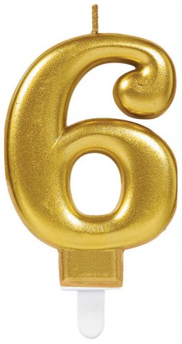 Nummerkerze 6, Gold Tortekerze