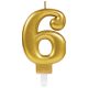 Nummer Gold, Gold Zahlenkerze Nummer 6 Tortenkerze