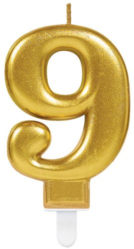 Nummer Gold, goldene Zahlenkerze 9 Tortenkerze