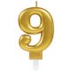 Nummer Gold, goldene Zahlenkerze 9 Tortenkerze