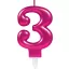 Nummer Pink Rosa Zahlenkerze, Nummer 3 Tortenkerze