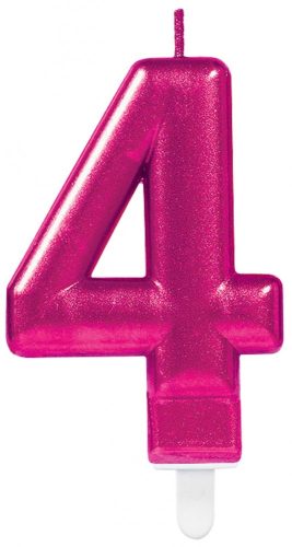 Nummerkerze 4, Rosa Tortekerze