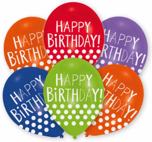 Happy Birthday Dots Ballon, Luftballon 6 Stück 11 inch (27,5cm)