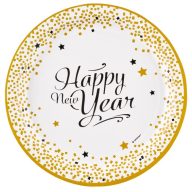 Neujahr Golden Wishes Happy New Year Pappteller 8 Stk 23 cm