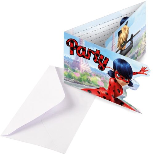 Miraculous Ladybug Party Einladungkarte + Umschlag (8 Stücke)