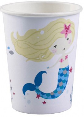 Meerjungfrau Pappbecher (8 Stücke) 250 ml