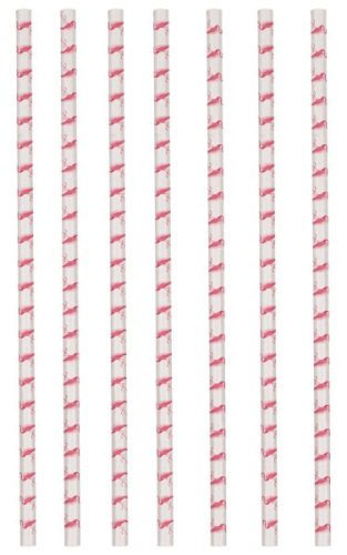 Flamingo Pink Papierstrohhalm, 12er-Set