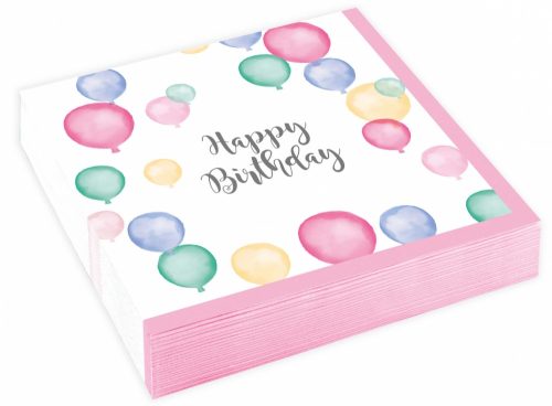Happy Birthday Pastel Serviette 20 Stk. 25x25 cm