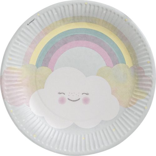 Regenbogen Rainbow and Cloud und Wolke Pappteller 8er Set, 23 cm