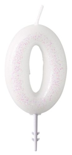 Farbe Weiß, Weiße glitzernde Kerze 0-s 6,5 cm
