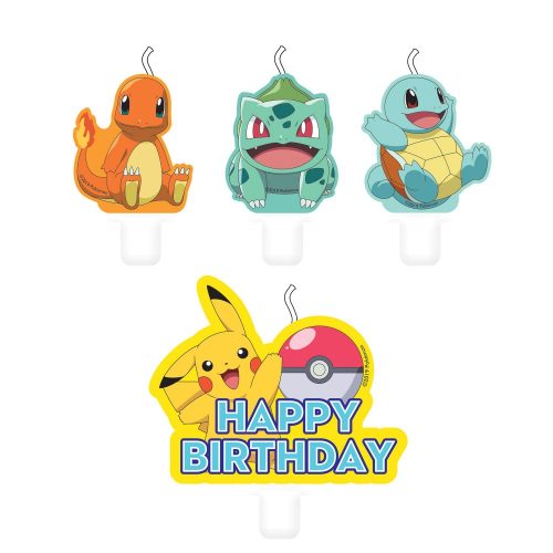 Pokémon Initial Kerzensatz für Torte, 4 Stk.