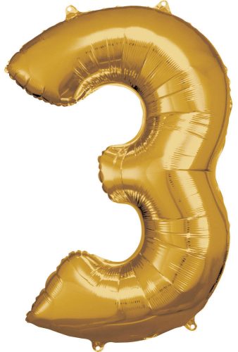 Nummer 3 FoiienLuftballon, Gold 83*53 cm