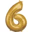 Nummer Gold, Riesige Zahlenfolie Ballon 6, 86*58 cm