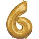 Nummer Gold, Riesige Zahlenfolie Ballon 6, 86*58 cm