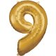 Nummer Gold, Riesen Folienballon Nummer 9, 83*58 cm