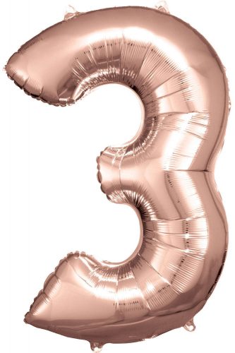 Nummer 3 FoiienLuftballon, Rose Gold 83*53 cm