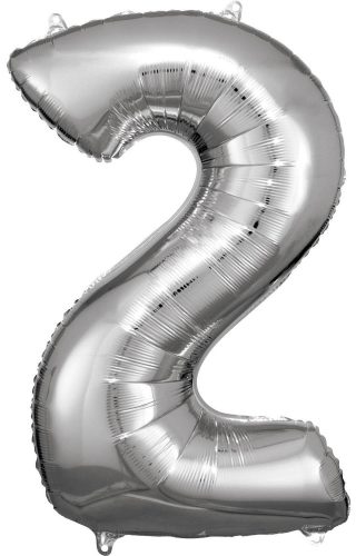 Nummer Silber Riesenzahl Folienballon 2, 86*53 cm