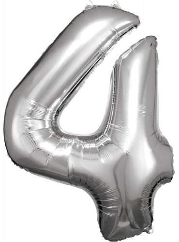 Nummer 4 FoiienLuftballon, Silver 86*66 cm