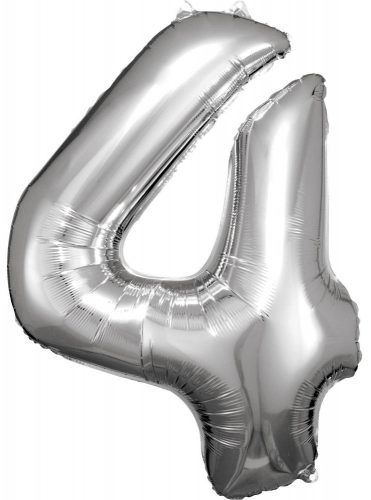 Nummer Silber Riesen-Zahl Folienballon 4, 86*66 cm