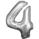 Nummer Silber Riesen-Zahl Folienballon 4, 86*66 cm