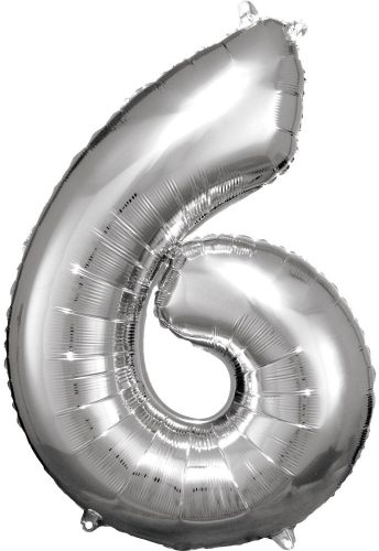 Nummer 6 FoiienLuftballon, Silver 86*58 cm