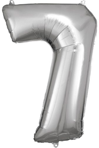Nummer Riesen Silber Zahlen Folienballon 7, 83*55 cm