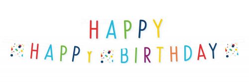Konfetti Colorful Happy Birthday Schrift 180 cm