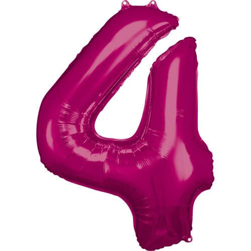 Nummer Rosa Riesen-Nummer 4 Folienballon, 88*66 cm