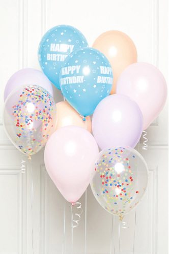 Happy Birthday Pastel Ballon, Luftballon 10 Stück Set 11 inch (27,5cm)