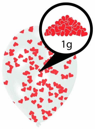 Herz mit Konfetti Hearts gefüllt Ballon, Luftballon 6 Stück 11 Zoll (27,5 cm)