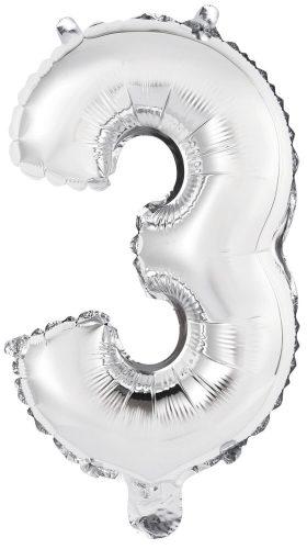 silver, silber Nummer 3 Folienballon 46 cm